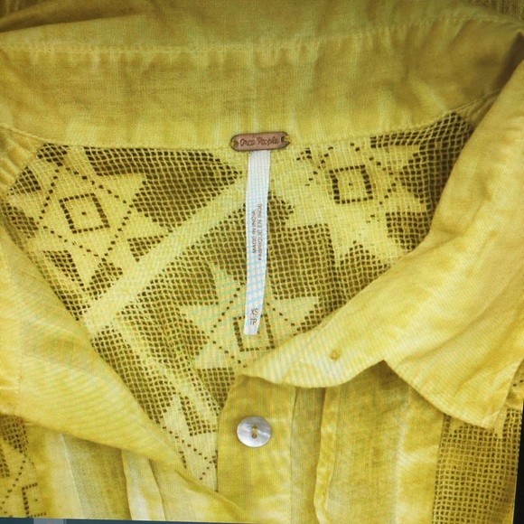 Free People Yellow Gause Acid Wash Tunic Tie Dye - Picture 5 of 7